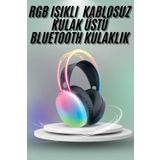 ASTRALTECH Kulak Üstü Kablosuz Bluetooth Kulaklık Unısex Renkli Işıklı Kulaklık
