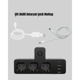 Astraltech Masa Üstü Çoklu Priz USB ve Type-C Çıkışlı Güç Dağıtıcı - Ahşap - Bej - Siyah - Belirtilmemiş