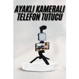 ASTRALTECH Telefon Tutucu Led Işıklı Kumandalı Mikrofon Telefon Vlog Video Kayıt