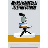ASTRALTECH Tripod Telefon Tutucu Kumandalı Mikrofon Led Işık Vlog Video Kayıt