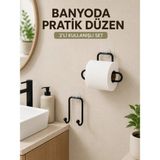 Astraltech Vidasız Banyo Seti Yapışkanlı Tuvalet Kağıdı Tutucu ve Havlu Askısı 2’li Set