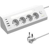 Astreon Akım Korumalı Çoklu Priz, 2 Adet USB 2 Adet Type-C Girişi, 4 Adet Priz Girişi, Hızlı Telefon Şarjı, Masaüstü ve Gece Lambası Olarak Kullanım, 2 Metre Kablo Uzunluğu, LED Işıklı Şarj Istasyonu