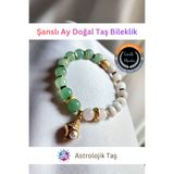 astro stone Şanslı Ay Doğal Taş Bileklik - Ay Taşı – Aventurin – Hematit ve Deniz Kabuğu Charmlı