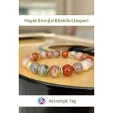 ASTRO STONES Doğal Taş Hayat Enerjisi Bileklik Jasper Doğal Taş Bileklik- Jasper & Hematit - 19 cm