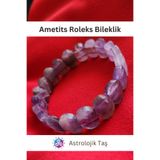 Astrolojik Doğal Taş Ametist Doğal Taş Roleks Bileklik -Sertifikalı - Oval Ametits Taşı
