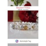 Astrolojik Doğal Taş Beyazın Yıldızı ( Havlit ve Kristal Kuvars) Doğal Taş Bileklik - Sertifikalı
