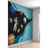Astronat Ve Uzay Desenli Silinebilir Tekstil Duvar Kağıdı, 350 x 280