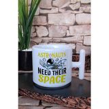 Astronauts Need Space 2 Baskılı Komik Astronot Uzay Sözü Hediye T Kulplu Latte Fincanı Kupa Bardak - Beyaz