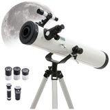 Astronomik Teleskop, 525X Büyütme Kapasitesi, 76 mm Mercek Açıklığı, 700 mm Odak Uzunluğu, Yüksek Çözünürlüklü Görüntü, 113 cm Tripod Uzunluğu, Çocuklar ve Yetişkinler İçin Aynalı Astronomik Teleskop