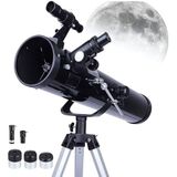Astronomik Teleskop, 525X Büyütme Kapasitesi, 76 mm Mercek Açıklığı, 700 mm Odak Uzunluğu, Yüksek Görüntü Kalitesi, 113 cm Tripod Uzunluğu, Çocuklar ve Yetişkinler İçin Aynalı Astronomik Teleskop
