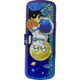 Astronot Basketbollu Metal Çift Bölmeli Kalem Kutusu Sulu Kapak - Krem - 1 ADET - CÜZDAN