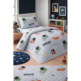 Astronot Çocuk Genç Pike Yatak Örtüsü Takımı Uzay Desen Kapitone Pamuklu 4 Mevsim Çarşafsız 160X230
