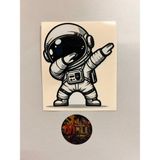Astronot Sticker 10X8CM Folyo Kaplama-Araba Motosiklet Kask Modifiye Aksesuar Uzay Sevimli Sticker - Beyaz