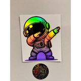 Astronot Sticker 10X8CM Folyo Kaplama-Araba Motosiklet Kask Modifiye Aksesuar Uzay Sevimli Sticker - Hologram