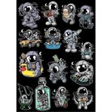 Astronot Sticker Set 14 16 Parça Telefon, Tablet, Defter, Laptop Sticker