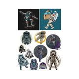 Astronot Stikcer Set-2 12 Parça Telefon, Tablet, Defter, Laptop Sticker