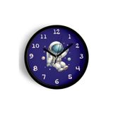 Astronot Tasarımlı Modern Çocuk Odası Duvar Saati - 35cm - Önü Camlı Siyah Kasa - Sessiz Mekanizma, JH0991S35SKP