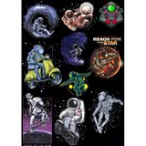 Astronot Temalı Sticker Set-1 10 Parça Telefon, Tablet, Defter, Laptop Sticker