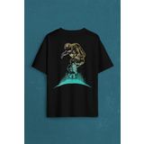 Astronot Uzay Cosmos Ay Dünya Gezegen Galaksi Sırt Ön Baskılı Oversize Tişört Unisex T-Shirt