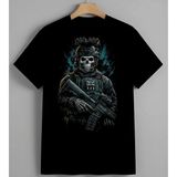 Astronot Uzay Elbisesi Mavi Baskılı Unisex Erkek Kadın Oversize Tişört Siyah - XL - Beyaz