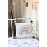 Asu Baby&kids Pastel Rainbow Organik Pamuk Kırlent & 4 Kat Müslin Battaniye - 1 x 32 x 27 cm - Beyaz