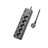 asua 2 MT Kablolu Power Tuşlu Isıya Dayanaklı 5'li Grup Priz Uzatma 2X USB 2X Type-c Çıkışlı Priz Uzatma