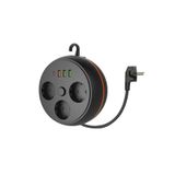 asua Makaralı 3'lü 1.5 M Uzatma Kablosu Akım Korumalı Priz 3x USB 1x Type-C Giriş Duvar Askılı Priz