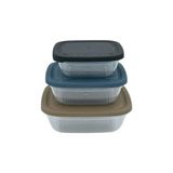 Asude ASD057 Maya Kare 3'lü Antrasit 500-900-1500 ml Saklama Kabı Seti
