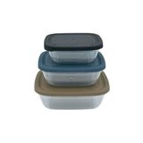 Asude ASD057 Maya Kare 3'lü Krem 500-900-1500 ml Saklama Kabı Seti