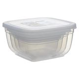 Asude ASD077 Maya Kare 4'lü 500-900-1500-2400 ml Şeffaf Saklama Kabı Seti