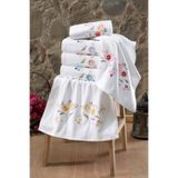 Asude Beyaz Kadife 3D Nakışlı 30x50 cm%100 pamuklu Mutfak Havlusu (yeşil)