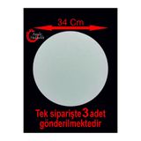 ASUDE HEDİYELİK 3 Adet 34x34 Cm Desensiz Yuvarlak Beyaz Ahşap MDF Pasta Altlığı Supla-Beyaz