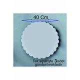 ASUDE HEDİYELİK 3 Adet 40x40 Cm Beyaz Yuvarlak Ahşap Mdf Pasta Altlığı Subla-