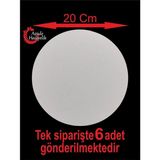 ASUDE HEDİYELİK 6 Adet 20x20 Cm Desensiz Yuvarlak Beyaz Ahşap MDF Pasta Altlığı Supla-Beyaz