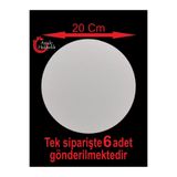 ASUDE HEDİYELİK 6 Adet 20x20 Cm Desensiz Yuvarlak Beyaz Ahşap MDF Pasta Altlığı Supla