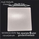 Asude Hediyelik 6 Adet 25X25 cm Beyaz Kare Ahşap Mdf Pasta Altlığı-Beyaz - Çok Renkli
