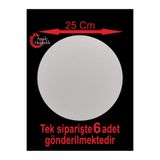 ASUDE HEDİYELİK 6 Adet 25x25 Cm Desensiz Yuvarlak Beyaz Ahşap MDF Pasta Altlığı Supla