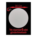 ASUDE HEDİYELİK 6 Adet 30x30 Cm Desensiz Yuvarlak Beyaz Ahşap MDF Pasta Altlığı Supla-Beyaz