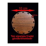 ASUDE HEDİYELİK Ahşap Ceviz 10x10 Cm 12 Ad Bambu Tepsi Örgü Plakası Supla Delikli Altlık Tığ Taban Işi Sepet Tabanı