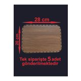 ASUDE HEDİYELİK Ahşap Ceviz 28x20 Cm 5 ad Bambu Tepsi Örgü Plaka Supla Delikli Altlık Tığ Taban Işi Sepet Tabanı
