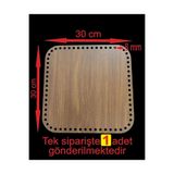ASUDE HEDİYELİK Ahşap Ceviz 30x30 Cm 1 Ad Bambu Tepsi Örgü Plakası Supla Delikli Altlık Tığ Taban Işi Sepet Tabanı-