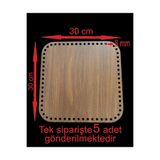 ASUDE HEDİYELİK Ahşap Ceviz 30x30 Cm 5 Ad Bambu Tepsi Örgü Plakası Supla Delikli Altlık Tığ Taban Işi Sepet Tabanı