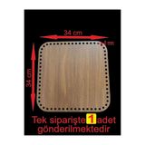 ASUDE HEDİYELİK Ahşap Ceviz 34x34 Cm 1 Ad Bambu Tepsi Örgü Plakası Supla Delikli Altlık Tığ Taban Işi Sepet Tabanı