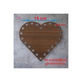 ASUDE HEDİYELİK Ahşap Kalp Ceviz 15 Cm 6 Ad Bambu Tepsi Örgü Plakası Supla Delikli Altlık Tığ Taban Işi Sepet Tabanı