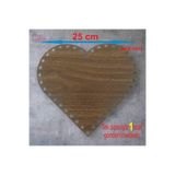 ASUDE HEDİYELİK Ahşap Kalp Ceviz 25 Cm 1 Ad Bambu Tepsi Örgü Plakası Supla Delikli Altlık Tığ Taban Işi Sepet Tabanı-