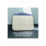 ASUDE HEDİYELİK Ahşap Krem 28x20 cm 5 Ad Bambu Tepsi Örgü Plakası Supla Delikli Altlık Tığ Taban Işi Sepet Tabanı