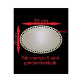 ASUDE HEDİYELİK Ahşap Oval 30x20 Cm 5 Ad Bambu Tepsi Örgü Plakası Supla Delikli Altlık Tığ Taban Işi Sepet Tabanı