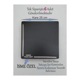 ASUDE HEDİYELİK İsme Özel 6 Adet 25x25 Cm Siyah Kare Ahşap Mdf Pasta Altlığı-siyah