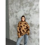 Asur Boutique Asur Butik Kadın Benekli Dik Yaka Selanik Kazak - Standart - 0-Kahverengi