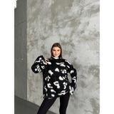 Asur Boutique Asur Butik Kadın Benekli Dik Yaka Selanik Kazak - Standart - 000-Siyah